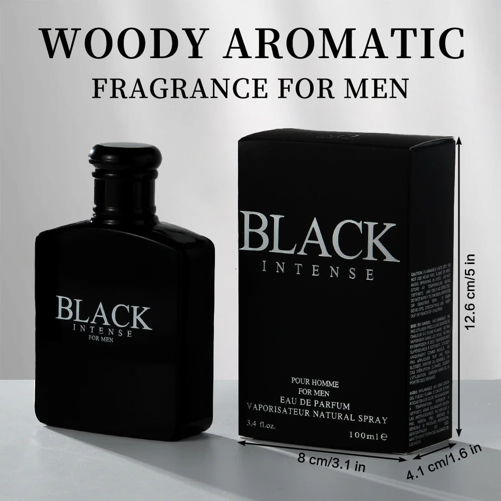 BLACK CHARM Eau de Parfum for Men – 3.4oz/100ml Woody Aromatic Fragrance, Fruit & Floral Notes