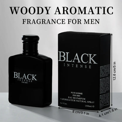 BLACK CHARM Eau de Parfum for Men – 3.4oz/100ml Woody Aromatic Fragrance, Fruit & Floral Notes