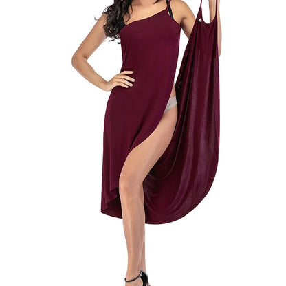 Women's Summer Beach Wrap Dress - Solid Color Bikini Cover Up Sarong