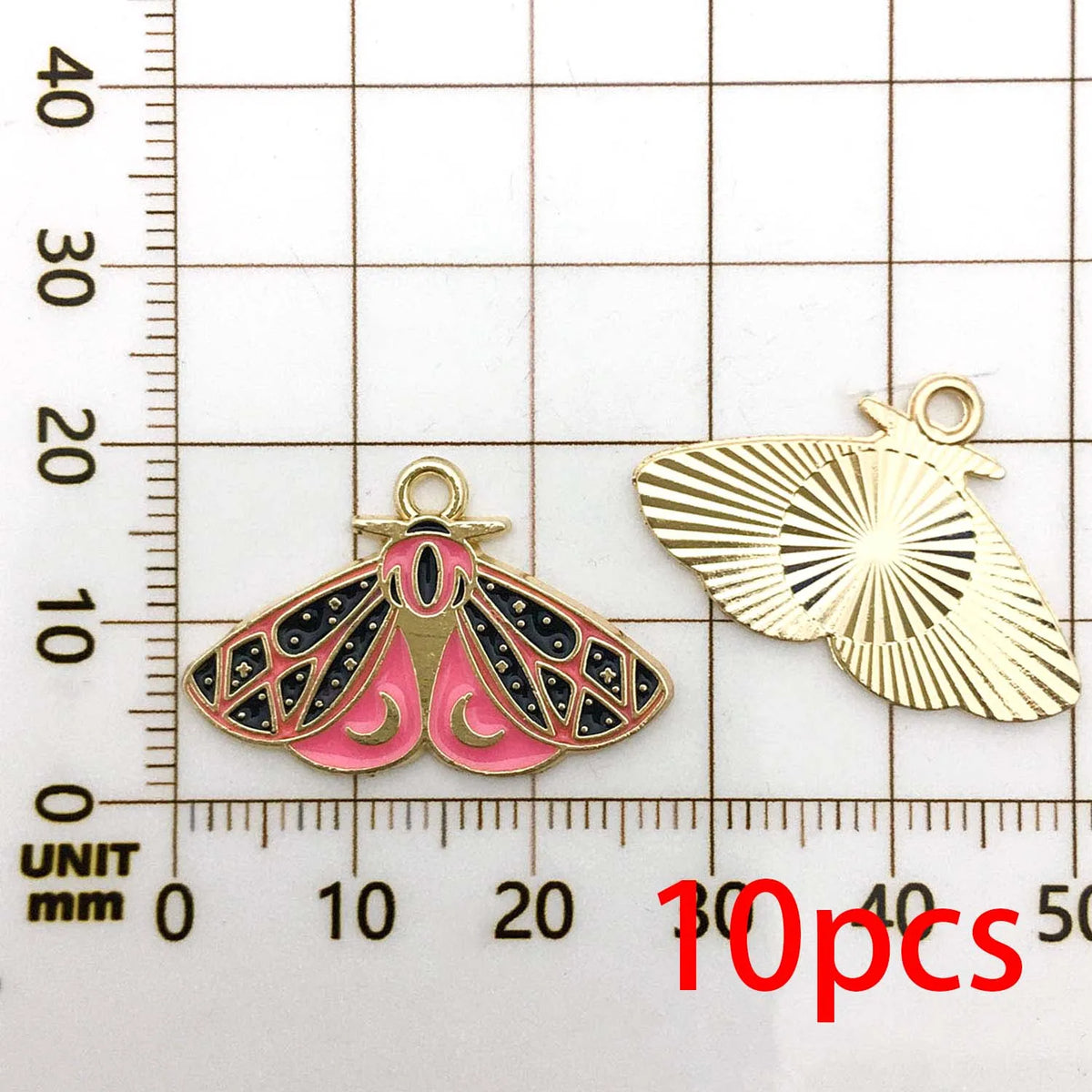 10–12 Piece Halloween Enamel Charms Set - Colorful Moth and Butterfly Pendants for DIY Jewelry Making & Crafts