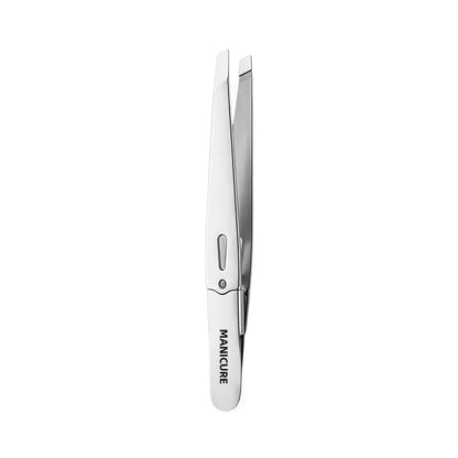 Stainless Steel Angled Eyebrow Tweezers - Professional Precision Hair Removal Tool for Eyebrows & Beard