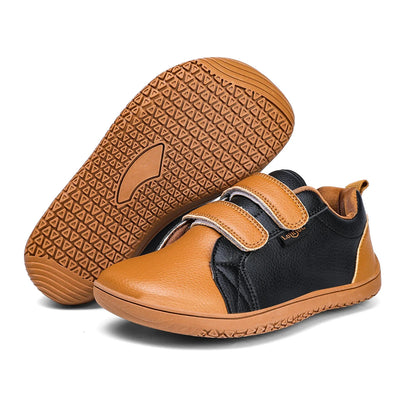 Kids Barefoot Shoes – Wide Toe Minimalist Sneakers for Boys & Girls, Lightweight Artificial Leather Walking Flats with Hook & Loop Closure
