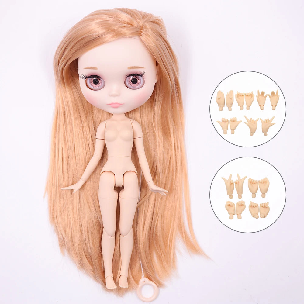 ICY DBS Blythe 1/6 BJD Doll - 30cm Jointed Body with White Skin & Shiny/Matte Face