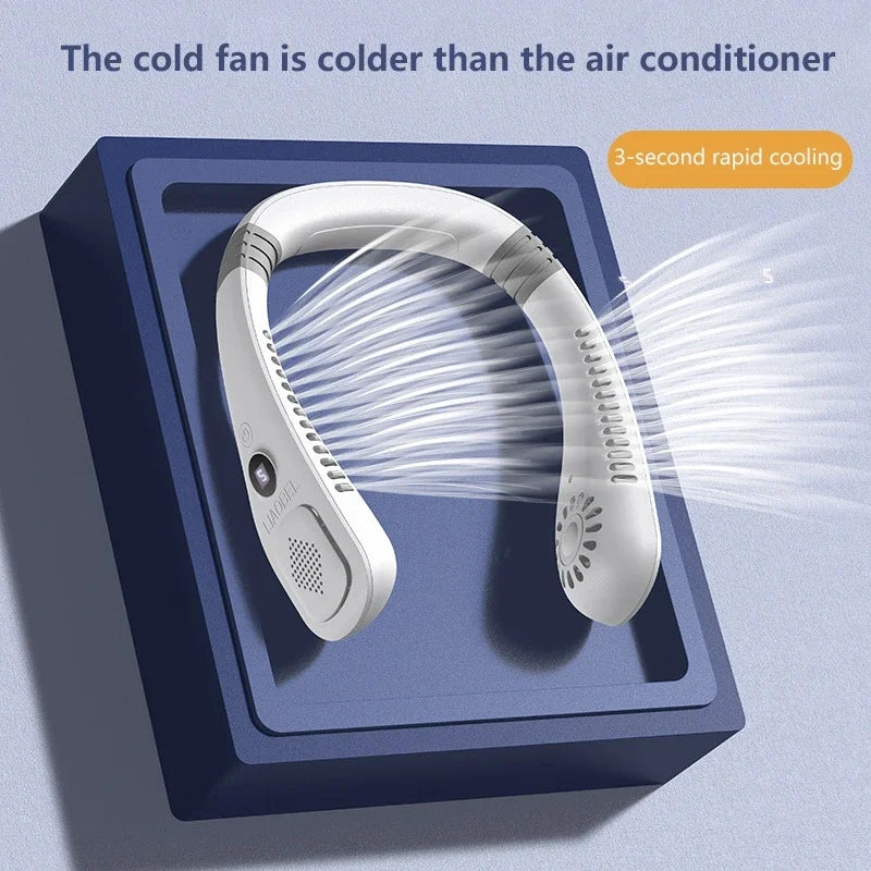 Lenovo Portable Neck Bladeless Fan 2026 – USB Rechargeable Mini Ultra-Quiet Hanging Fan for Sports, Office & Outdoor Use