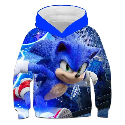 2024 Sonic 3D Kids Hoodie – Cartoon Print Long Sleeve Sweatshirt for Boys & Girls, Spring & Autumn Clothing