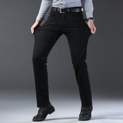 Men's Style Stretch Regular Fit Black Denim Jeans – Soft Casual Cotton Pants