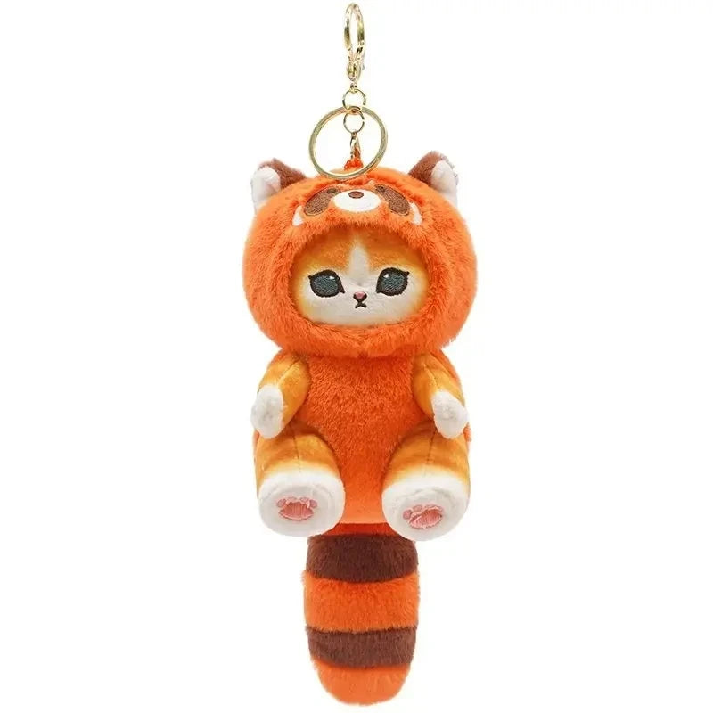 Kawaii Mofusand Shark Cat Keychain — Cartoon Cross-Dressing Doll Pendant for Backpack Decor