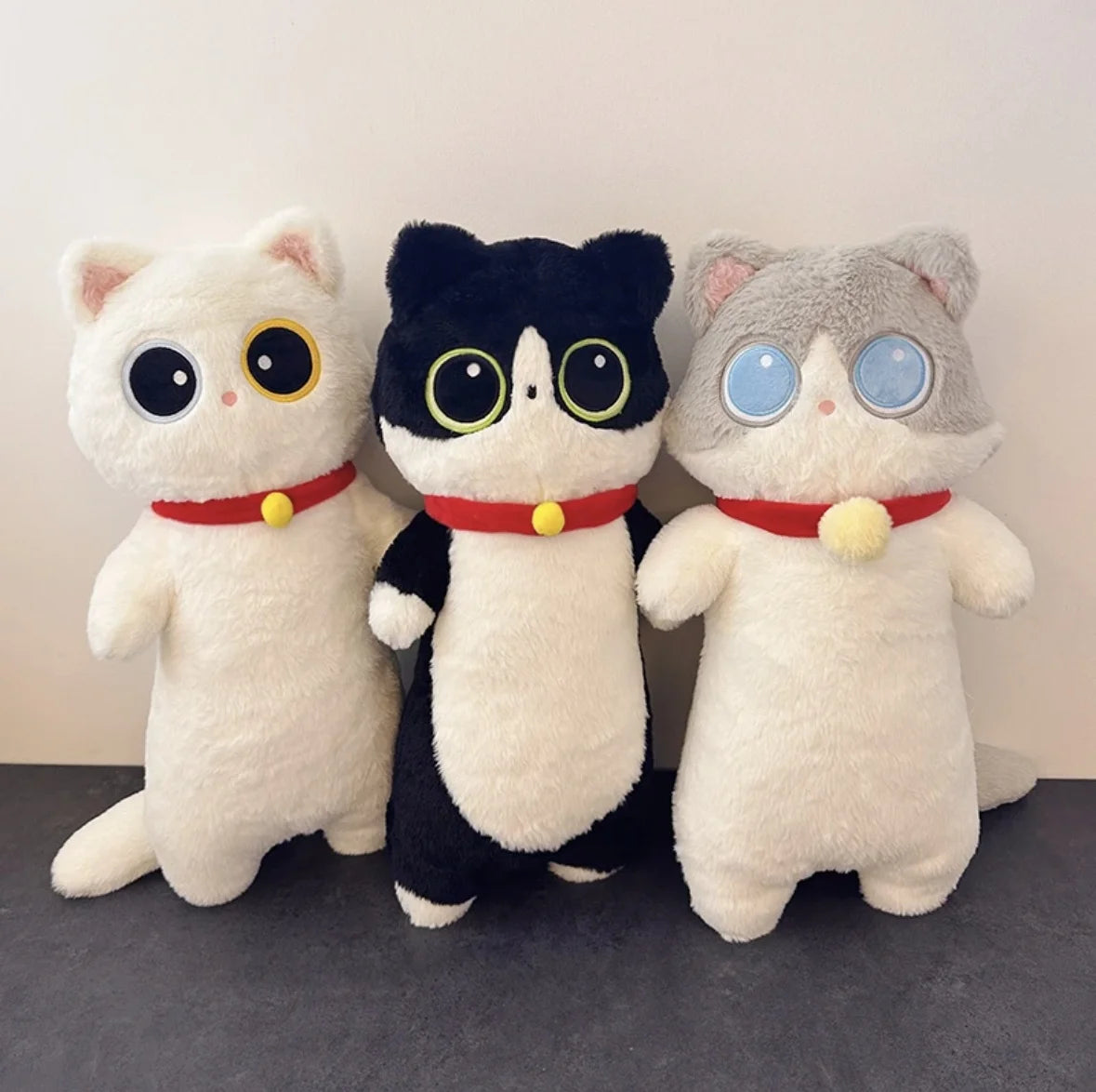 Kawaii Siamese Cat Plush Toy – Long Oblong Orange & Black Kitten Nap Pillow for Kids, Bed Decor & Hug Cushion