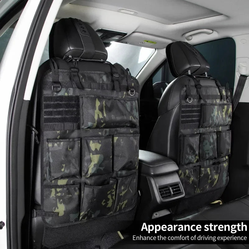 Tactical Camo Car Seat Back Storage Bag – Hanging Organizer Pocket for Interior Accessories