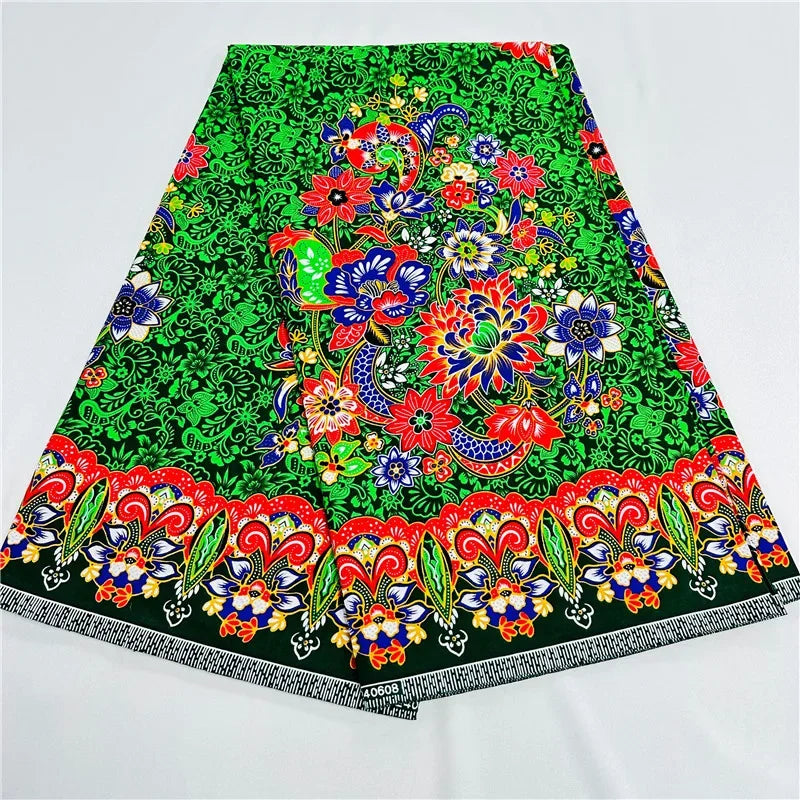 6 Yards African Real Wax Fabric - 100% Cotton Original Ankara Print for Party Dresses K121901