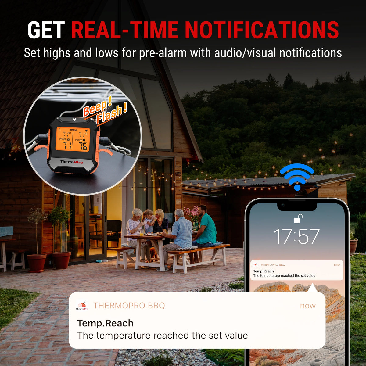 ThermoPro TP904 Bluetooth Meat Thermometer - Wireless Dual Probe Digital BBQ Thermometer with App Connectivity & Backlit Display
