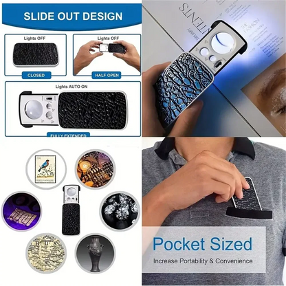 30X-90X LED UV Jewelry Loupe - Portable Triplex Magnifier for Gemology Micro Engraving and Precision Inspection
