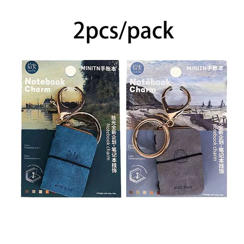 Mini PU Journal Keychain - Portable Leather Diary & Backpack Notebook Charm