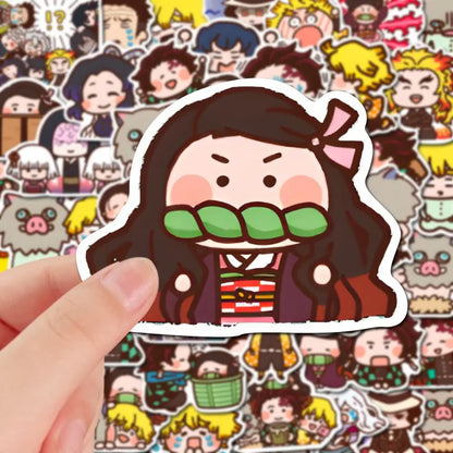 80PCS Demon Slayer Anime Stickers - Cute Nezuko Kamado Cartoon Decals for Phones, Laptops, Luggage, and DIY Crafts