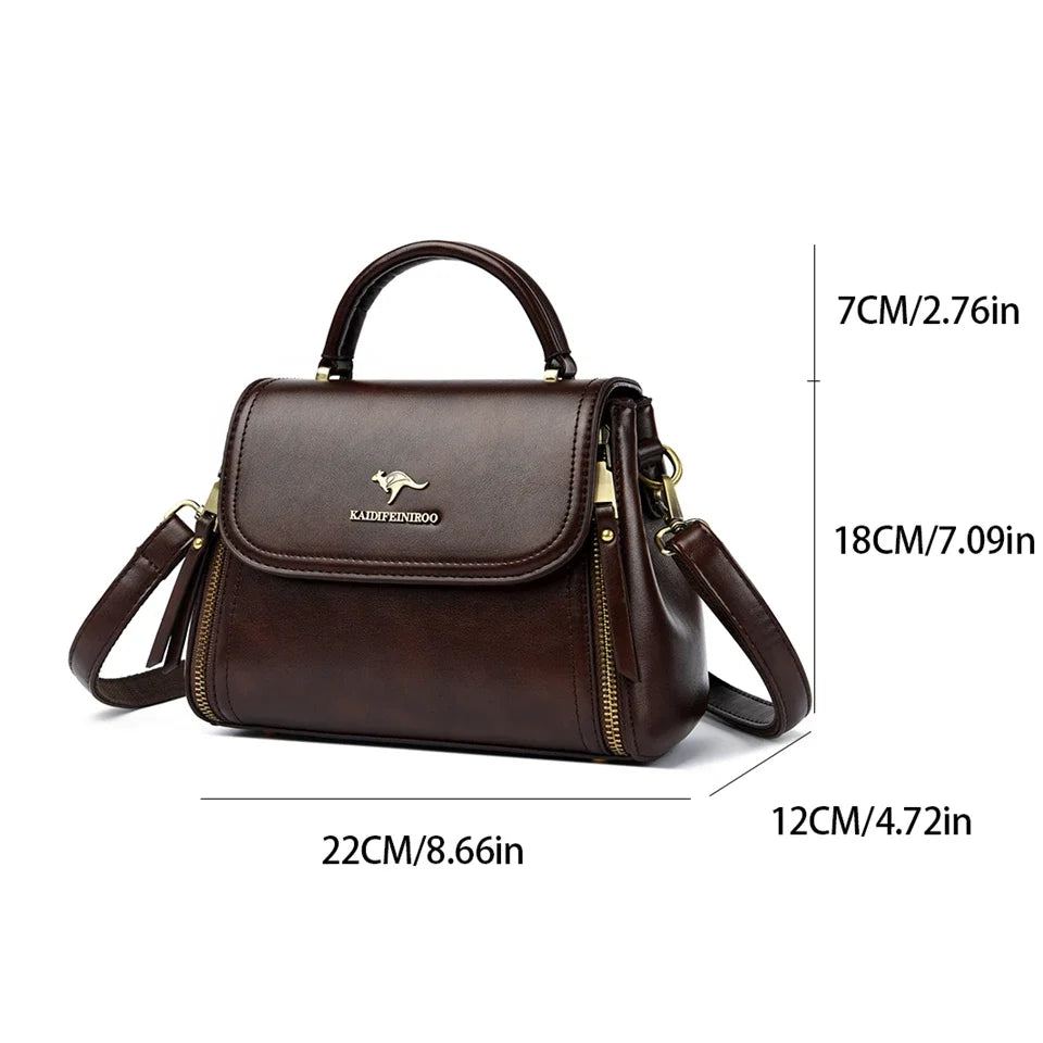 Women’s Soft Leather Top-Handle Bag – Luxury Shoulder Messenger Handbag & High-Quality Purse