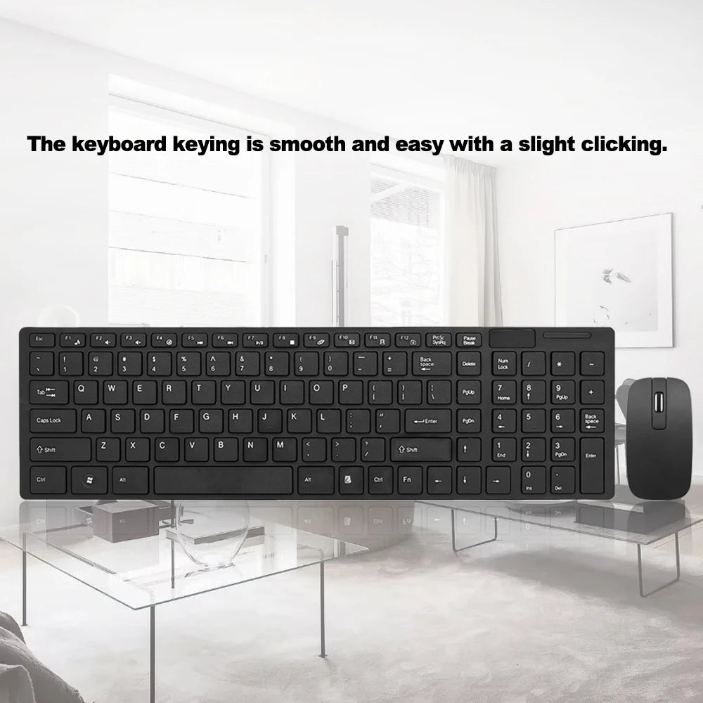 K-06 2.4G Wireless Keyboard and Mouse Combo – Plug & Play Black Set for Laptop & PC