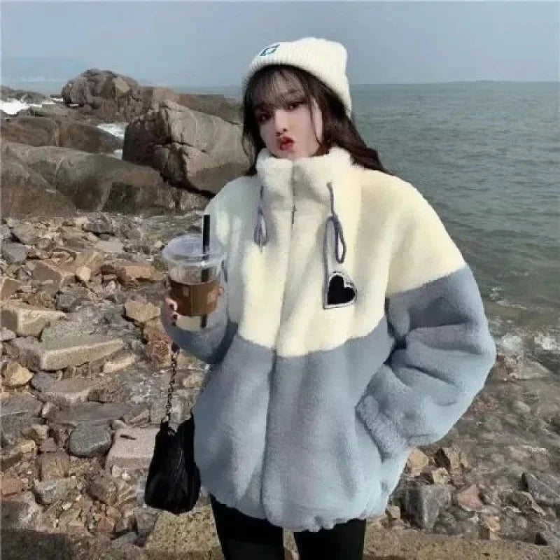 Women’s Thickened Hooded Cotton Jacket – Fleece-Lined Winter Coat, Warm Mommy-Style Outerwear by AE Stock