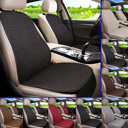 Universal Car Flax Seat Cushion Protector - Front and Rear Seat Cover Pad with Backrest Mat for Automotive Interiors