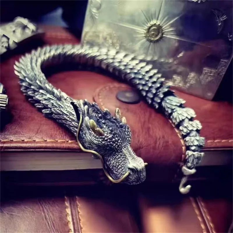 Trendy Dragon Copper Bracelet – Unisex Fashion Loong Metal Bangle, Party & Daily Jewelry Accessories for Women & Men