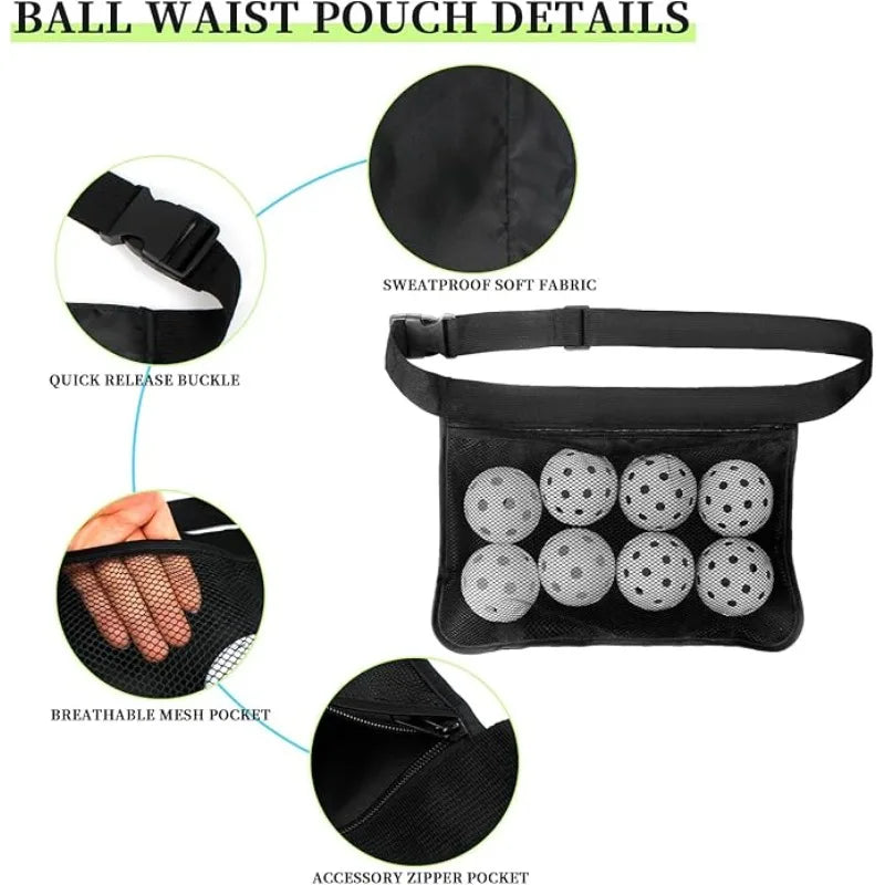 Tennis Ball Waist Bag Mesh Hip Pouch Holder – Portable Breathable Waist Pack for Tennis Balls Storage and Sports Training Accessory