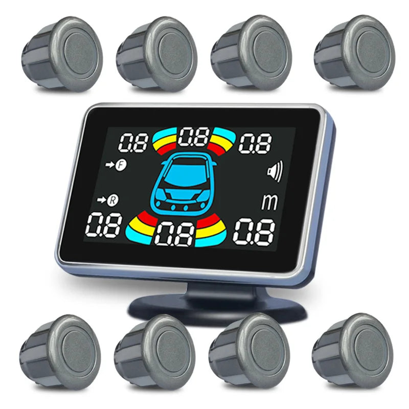 8-Channel Car Parking Sensor – Parktronic Reverse Backup Radar, Rear Auto Detector with Buzzer Assistance Kit