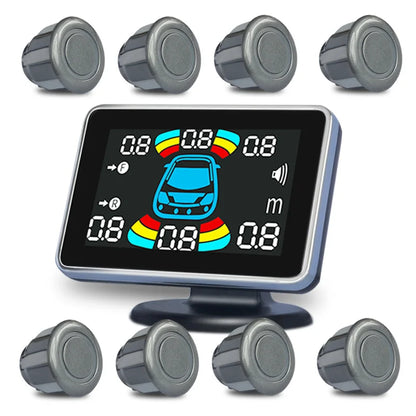 8-Channel Car Parking Sensor – Parktronic Reverse Backup Radar, Rear Auto Detector with Buzzer Assistance Kit