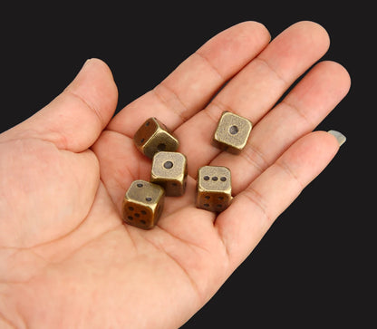 5PCS Metal Dice Set – Golden, Silver, Bronze 6-Sided Game Dice for Board Games, 13mm Decider Accessories