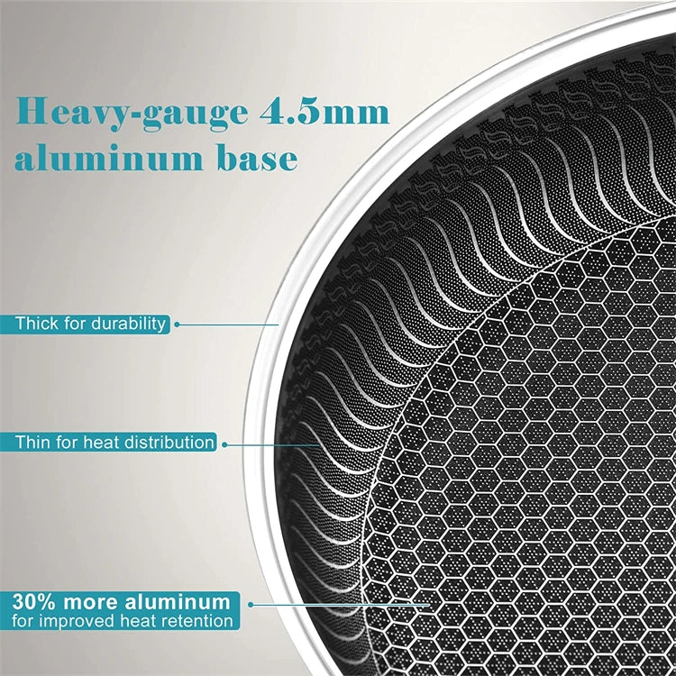LMETJMA Stainless Steel Nonstick Frying Pan with Honeycomb Surface - Includes Lid, Compatible with Induction, Ceramic and Gas Cooktops - Model KC0480