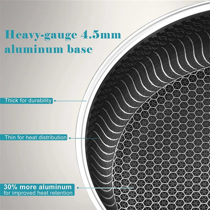 LMETJMA Stainless Steel Nonstick Frying Pan with Honeycomb Surface - Includes Lid, Compatible with Induction, Ceramic and Gas Cooktops - Model KC0480