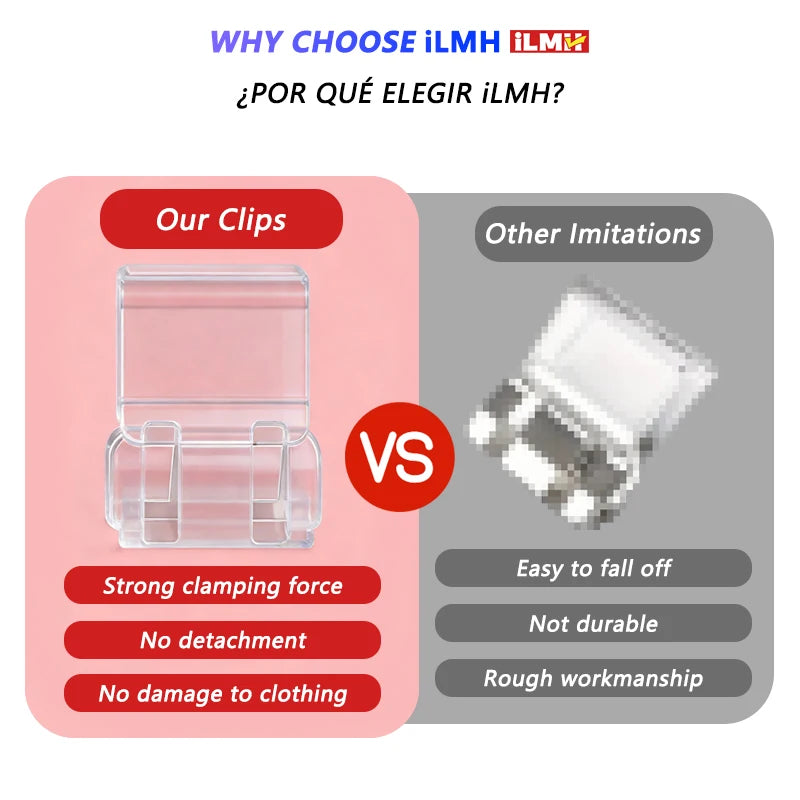 iLMH Invisible Leg Shortening Clip - Non-Slip Hidden Pants Hem Adjuster Quick Fix Sewing Accessory