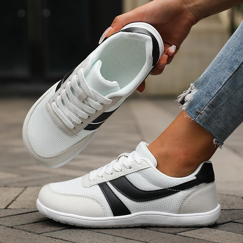 Wide Toe Barefoot Canvas Sneakers – Breathable Mesh Casual Flat Shoes for Women & Men Fashion Comfort Walking Footwear