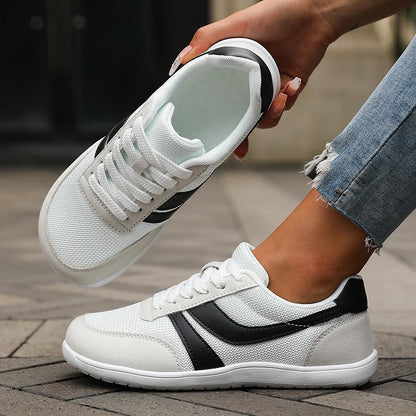 Wide Toe Barefoot Canvas Sneakers – Breathable Mesh Casual Flat Shoes for Women & Men Fashion Comfort Walking Footwear