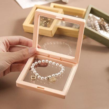10pcs Transparent Floating Jewelry Display Boxes – Colorful 3D PE Membrane Frame Cases