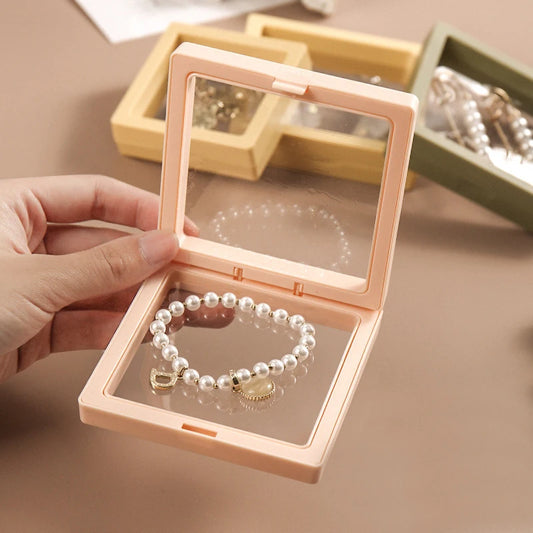 10pcs Transparent Floating Jewelry Display Boxes – Colorful 3D PE Membrane Frame Cases