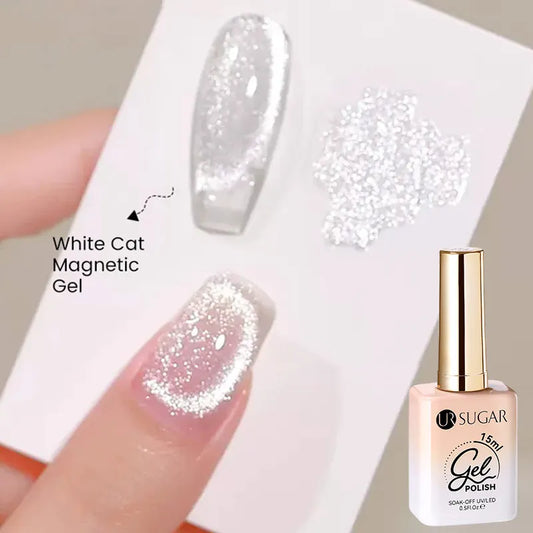UR SUGAR 15ml Magnetic Cat Eye Gel Polish - Sparkling Silver Glitter UV LED Soak Off Nail Gel