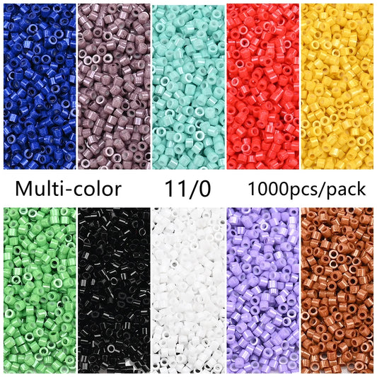 1000Pcs 1.6x1.3mm Japan Glass Seed Beads 11/0 – Cylindrical Loose Beads for DIY Statement Jewelry Making (5g Pack)