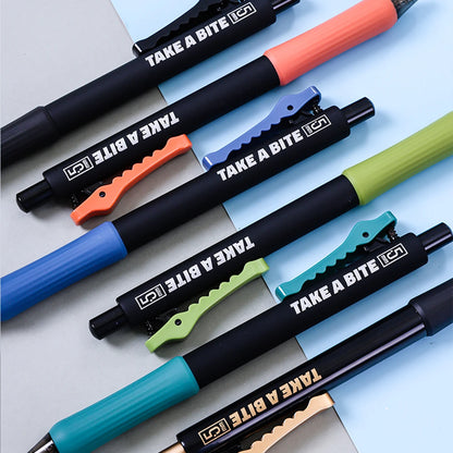4-Piece Alligator Clip Gel Pen Set - 0.5mm Black Ink Retractable Quick-Dry Cute Pens for Students & Gifts