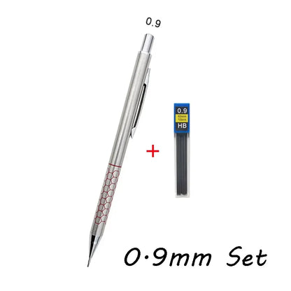 3-Pack Metal Mechanical Pencil Set 0.5mm 0.7mm 0.9mm with Eraser & HB Lead – Precision Drawing & Writing Stationery