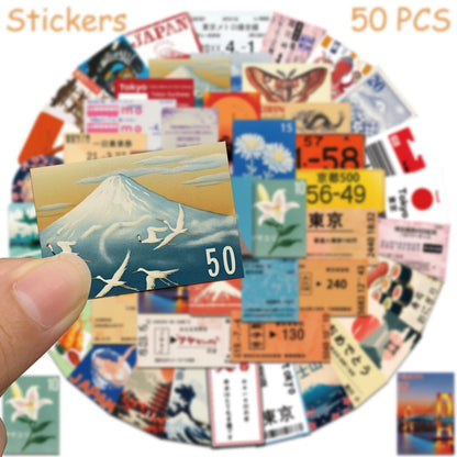 50PCS Travel Culture Stickers - Aesthetic DIY Decals for Phone, Laptop, Scrapbook, Skateboard & Guitar Decor