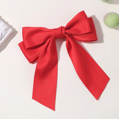 Hot New Fashion Fabric Large Bow Hairpin – Sweet Red & White Bow Hair Clips for Women & Girls, Top Clip, Female Hair Accessories