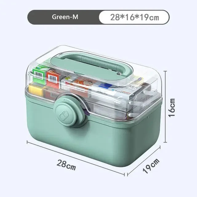 3-Layer Large Capacity Medicine First Aid Kit – Portable Multi-Layer Plastic Medical Storage Box for Household Use