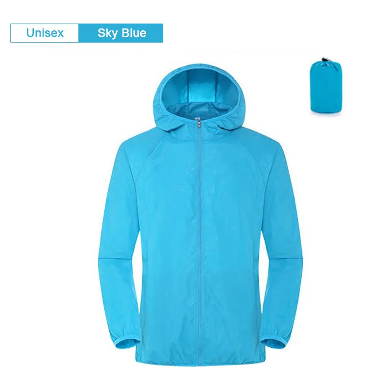 Unisex Waterproof Camping Jacket — Men & Women Windbreaker, Raincoat for Hiking, Climbing, and Sun Protection