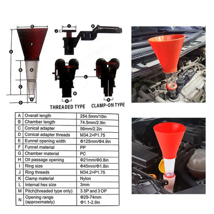 Adjustable Width Gasoline Oil Filling Funnel - Universal Car Motorcycle Engine Oil Filling Set, Auto Moto Accessories