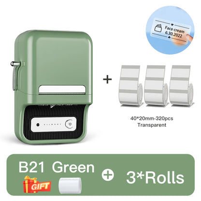 NIIMBOT B21 Portable Thermal Printer – 1500mAh Wireless Sticker Printer with Self-Adhesive Labels for Barcode, Clothing & Jewelry