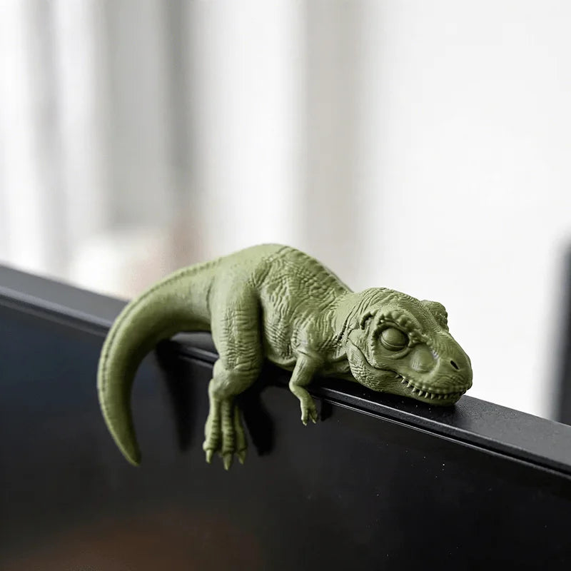 Sleeping T-Rex Monitor Topper - 3D Printed Mini Dinosaur Figurine for Desk, Monitor & Shelf Decor