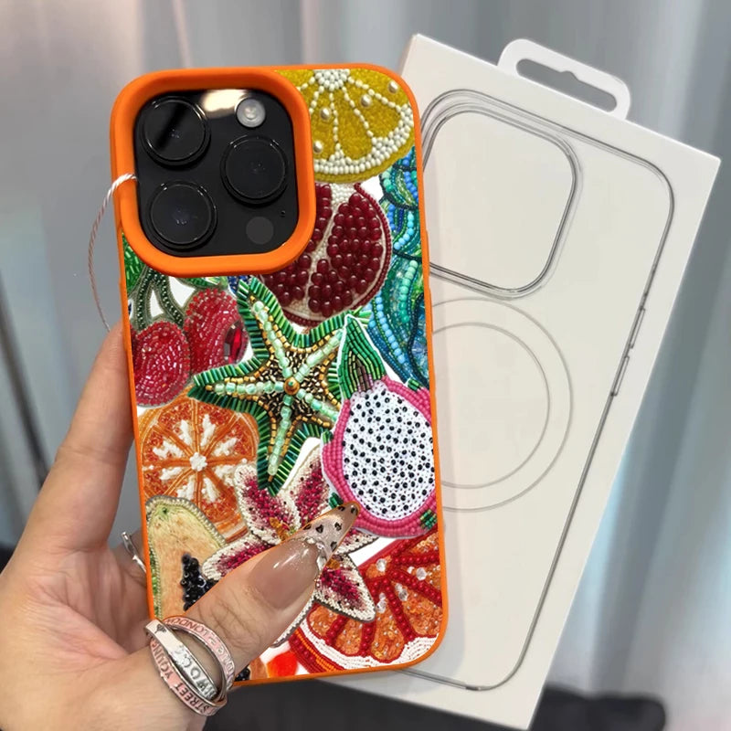 Retro Fruit Pattern iPhone Case - Shockproof Soft Silicone Protective Cover