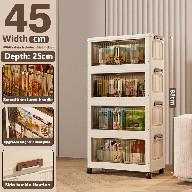 Installation-Free Foldable Storage Cabinet – Plastic Organizer for Kids’ Clothes & Snacks