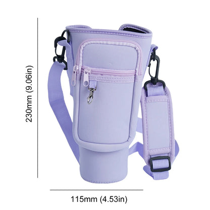 Portable Water Bottle Carrier Bag – Neoprene Holder with Phone Pocket for Stanley 40oz Tumbler with Handle