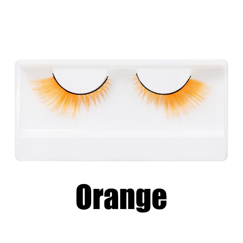 Colorful Halloween False Eyelashes – Blue, Red & Pink Cosplay Fake Lash Extensions for Makeup Looks
