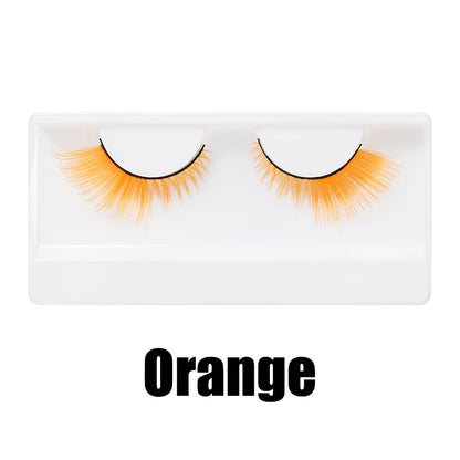 Colorful Halloween False Eyelashes – Blue, Red & Pink Cosplay Fake Lash Extensions for Makeup Looks